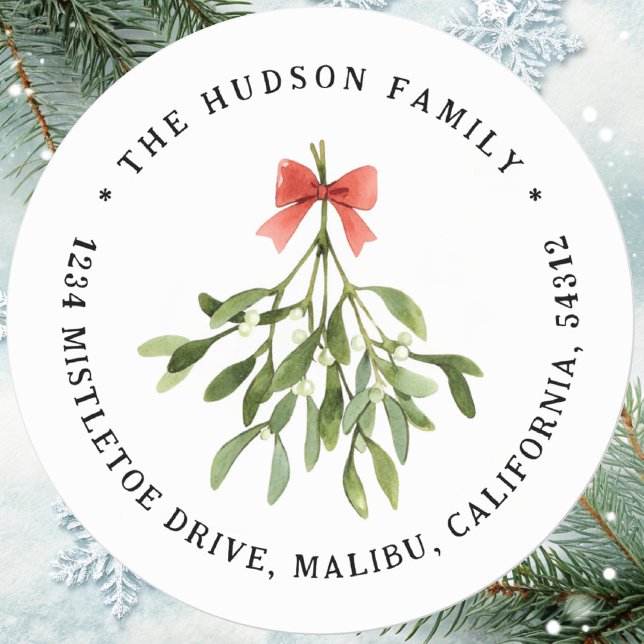 Adesivo Redondo Endereço de devolução de Natal Mistletoy (Criador carregado)