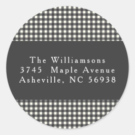 Adesivo Redondo Endereço de devolução de Natal para Xadrez Negra S