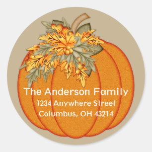 Adesivo Redondo Endereço de devolução de outono Elegante