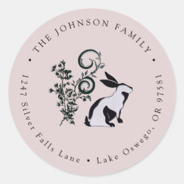 Adesivo Redondo Endereço de devolução de Páscoa coelho moderno