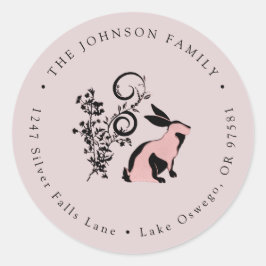 Adesivo Redondo Endereço de devolução de Páscoa coelho moderno