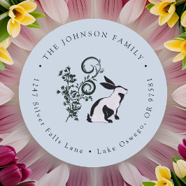 Adesivo Redondo Endereço de devolução de Páscoa coelho moderno