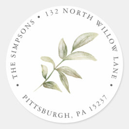 Adesivo Redondo Endereço de Devolução de Ramificação Verde Simples