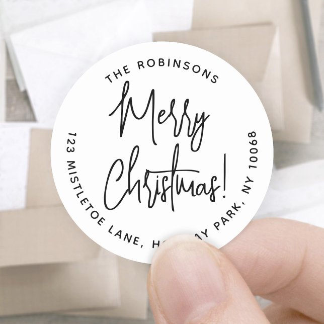 Adesivo Redondo Endereço de devolução de roteiro redondo de aprese (Criador carregado)