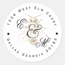 Adesivo Redondo Endereço de devolução do Bee Themed