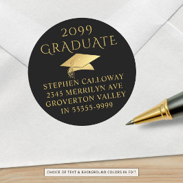 Adesivo Redondo Endereço de devolução do Boné Dourado preto do For