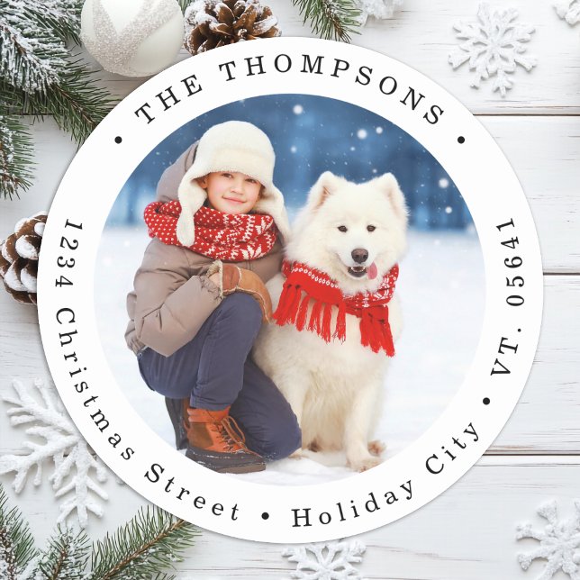 Adesivo Redondo Endereço de devolução do cartão de Natal de foto p (Criador carregado)
