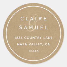 Adesivo Redondo Endereço de devolução do casamento russo simples d