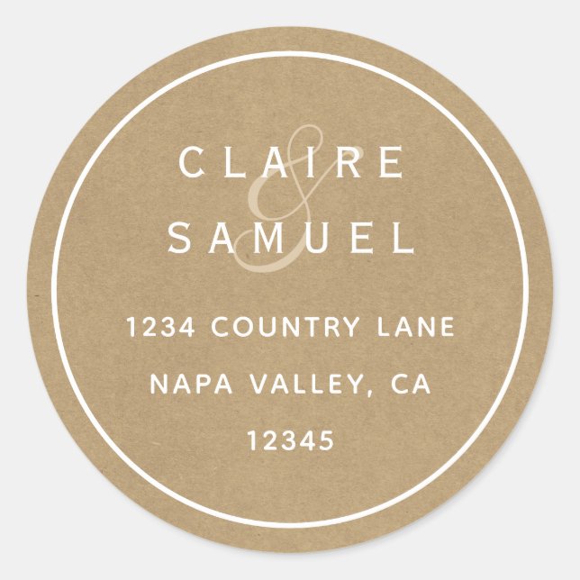 Adesivo Redondo Endereço de devolução do casamento russo simples d (Frente)