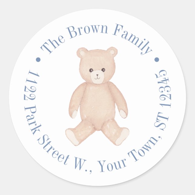 Adesivo Redondo Endereço de devolução do Chá de fraldas Tradiciona (Frente)