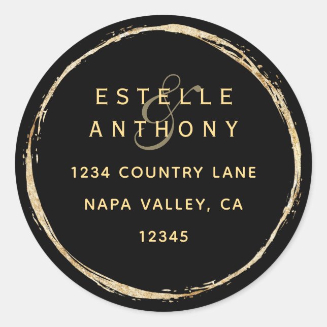 Adesivo Redondo Endereço de Devolução do Círculo Dourado Russo Neg (Frente)