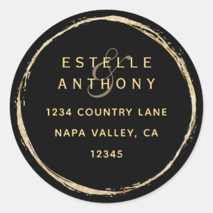 Adesivo Redondo Endereço de Devolução do Círculo Dourado Rúst