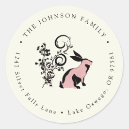 Adesivo Redondo Endereço de Devolução do Coelho Moderno de Páscoa