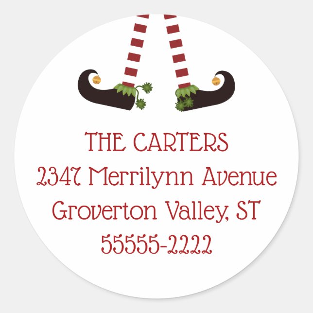 Adesivo Redondo Endereço de devolução do Elf Legs Divertido (Frente)