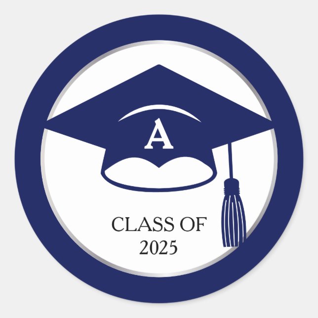 Adesivo Redondo Endereço de devolução do Formandos azul Elegante (Frente)