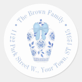 Adesivo Redondo Endereço de devolução do ginger ginger Arco Azul