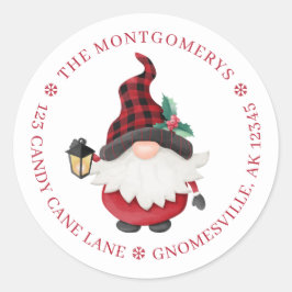 Adesivo Redondo Endereço de devolução do Gnomo de Natal bonito