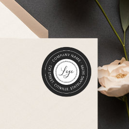 Adesivo Redondo Endereço de devolução do logotipo comercial preto 