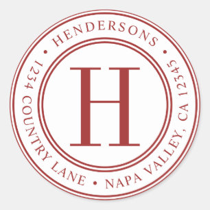 Adesivo Redondo Endereço de devolução do Monograma Elegante Ver