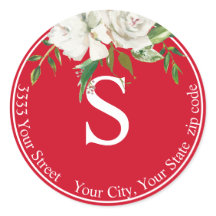 Endereço de devolução do Monograma Floral Branco V