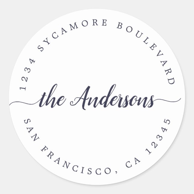 Adesivo Redondo Endereço de devolução do nome da família Calliogra (Frente)