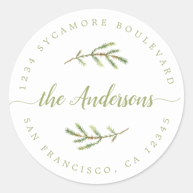 Adesivo Redondo Endereço de devolução do nome da família Calliogra (Frente)