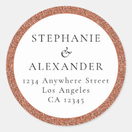 Adesivo Redondo Endereço de devolução do nome de casamento Glitter
