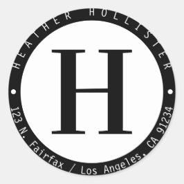 Adesivo Redondo Endereço de devolução do quadro do círculo preto e