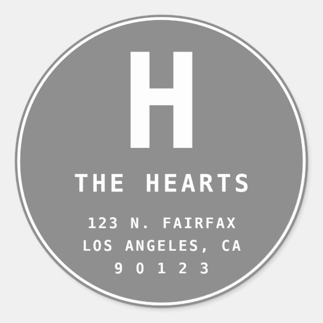 Adesivo Redondo Endereço de Devolução Editável com Monograma | CIN (Frente)