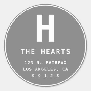 Adesivo Redondo Endereço de Devolução Editável com Monograma   CIN