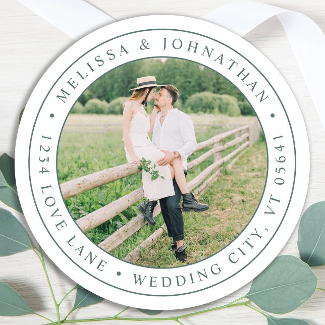 Adesivo Redondo Endereço de devolução Elegante Moderno de Fotograf (Criador carregado)