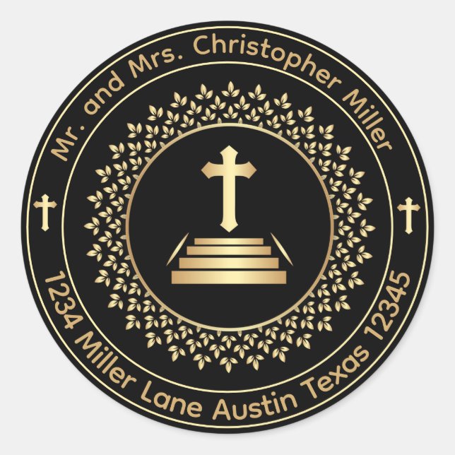 Adesivo Redondo Endereço de Devolução Envelope Cruzado Religioso (Frente)