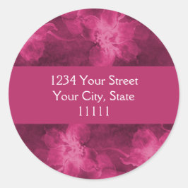 Adesivo Redondo Endereço de Devolução Flores de Aquarela Magenta R