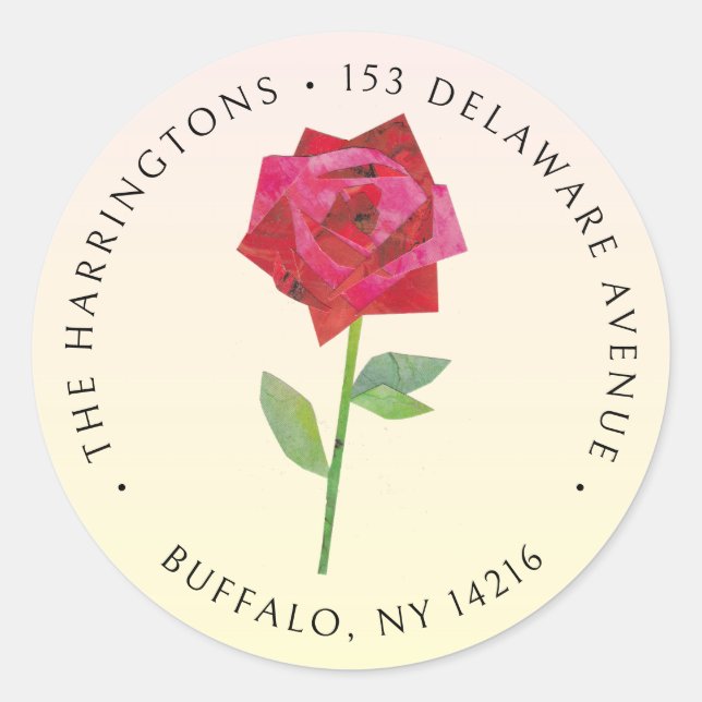 Adesivo Redondo Endereço de devolução ilustrado com Rosa retrorref (Frente)