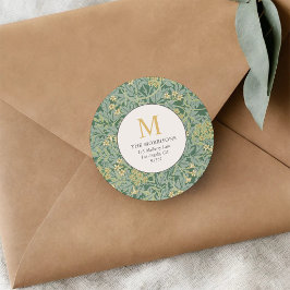 Adesivo Redondo Endereço de Devolução Monograma Floral Verde Elega