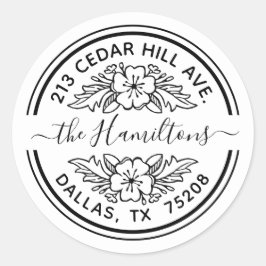 Adesivo Redondo Endereço de Devolução Padrão Elegante