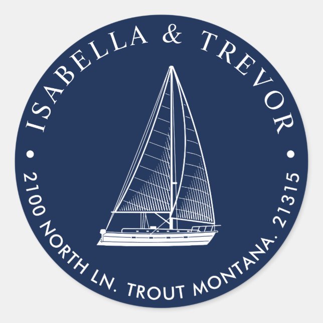 Adesivo Redondo Endereço de devolução para embarcação de navegação (Frente)