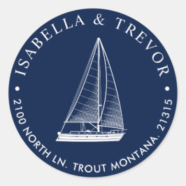 Adesivo Redondo Endereço de devolução para embarcação de navegação