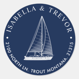 Adesivo Redondo Endereço de devolução para embarcação de navegação