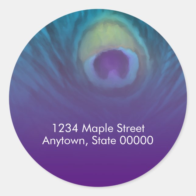 Adesivo Redondo Endereço de Devolução Pavão-de-Teal Roxo (Frente)