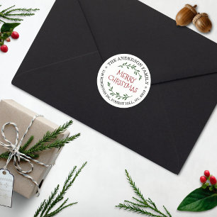 Adesivo Redondo Endereço de devolução personalizada de Natal festi