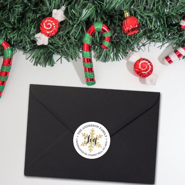 Adesivo Redondo Endereço de devolução personalizada do floco de ne (Criador carregado)