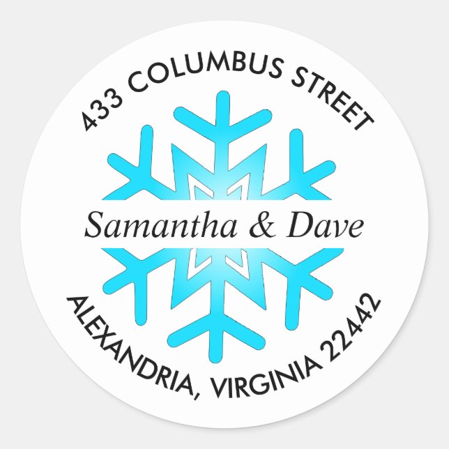 Adesivo Redondo Endereço de devolução personalizado do floco de ne (Frente)