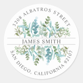 Adesivo Redondo Endereço de devolução personalizado I Eucalyptus M