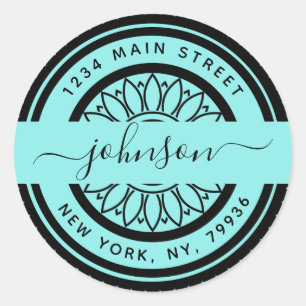 Adesivo Redondo Endereço de devolução redonda elegante, Crie o seu