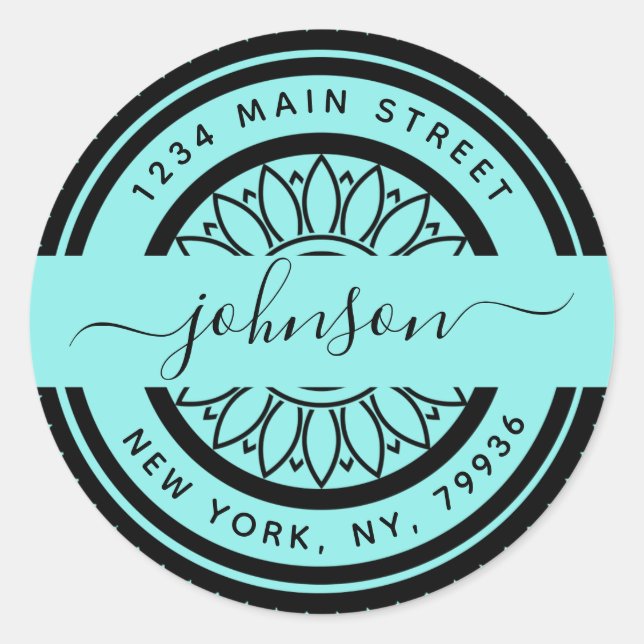 Adesivo Redondo Endereço de devolução redonda elegante, Crie o seu (Frente)