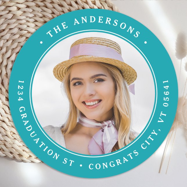 Adesivo Redondo Endereço de devolução redonda personalizado de fot (Criador carregado)