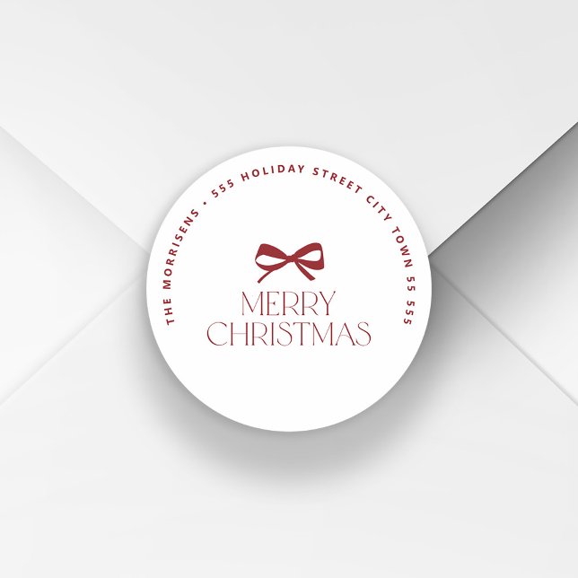 Adesivo Redondo Endereço de devolução redondo de Natal moderno (Criador carregado)