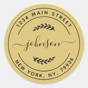 Adesivo Redondo Endereço de Devolução Redondo Simples Dourado
