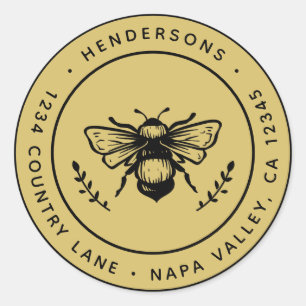 Adesivo Redondo Endereço de devolução Rustic Bumblebee Round Do